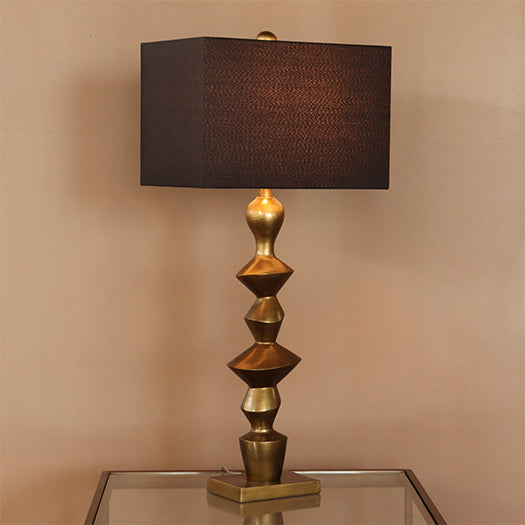 Angled Cubist Style Brass Table Lamp- Cleared