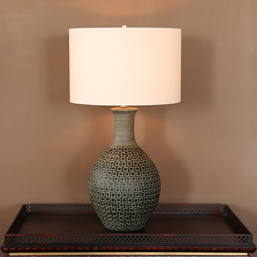 Moss Green And Gold Ceramic Table Lamp- Cleared