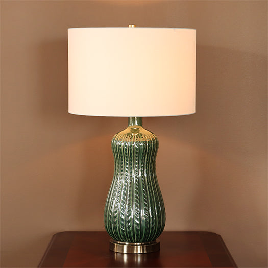 Green Leaf Trellis Ceramic Table Lamp- Cleared