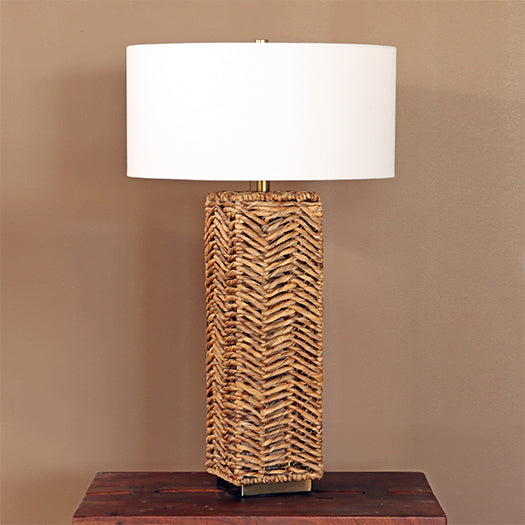 Woven Rope Chevron Patterned Table Lamp- Cleared