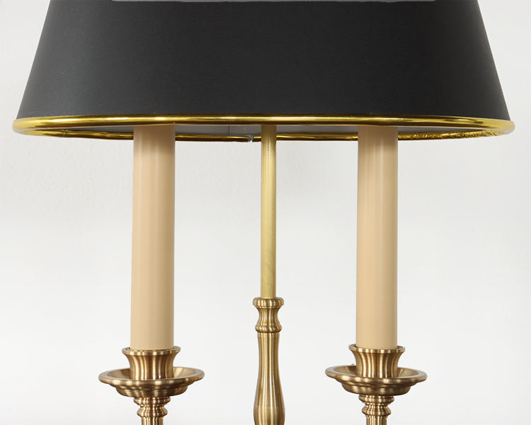Brass Table Lamp w/ Twin Candle Base - Cleared