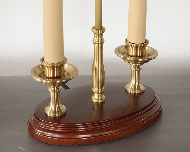 Brass Table Lamp w/ Twin Candle Base - Cleared