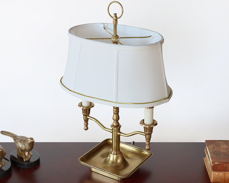 Brass Table Lamp with Tray Base - Cleared Decor