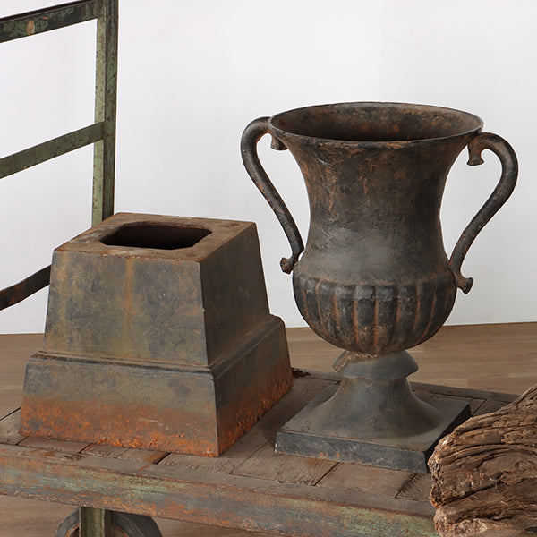 Cast Iron Urn on Base - Cleared Decor