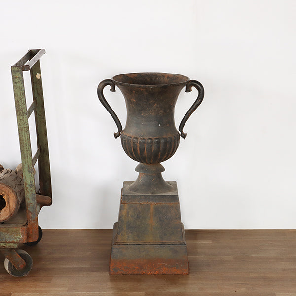 Cast Iron Urn on Base - Cleared Decor
