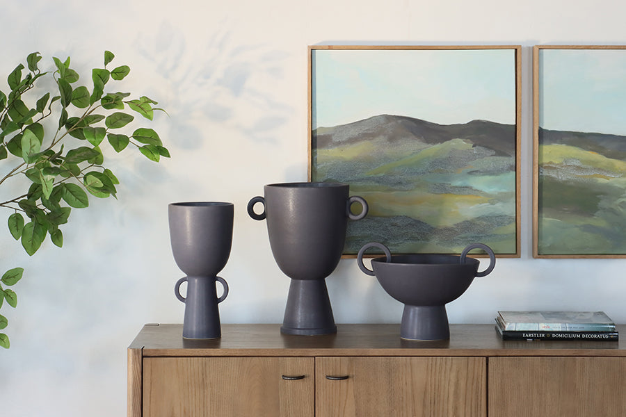Matte Black Ceramic Urn - Cleared