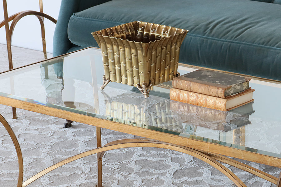 Square Brass Bamboo Planter - Cleared Decor