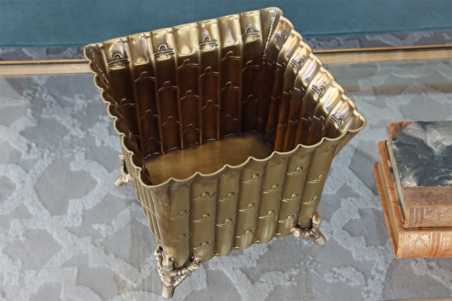 Square Brass Bamboo Planter - Cleared Decor