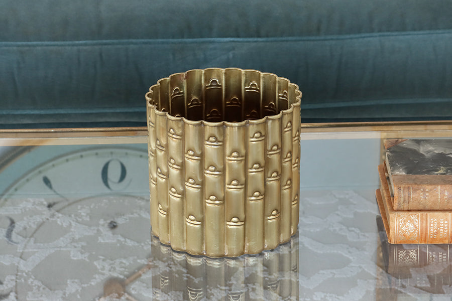 Round Brass Bamboo Planter - Cleared Decor