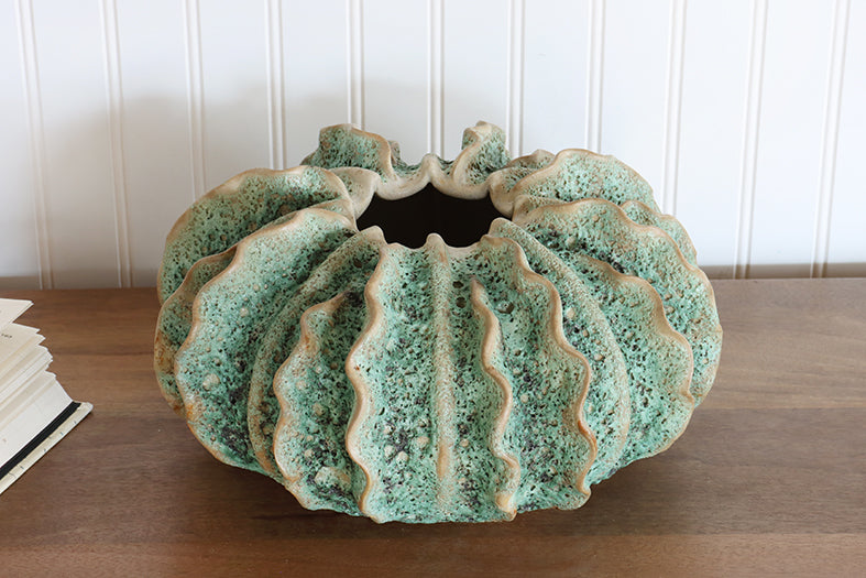 Moss Green Winged Ceramic Vase- Cleared