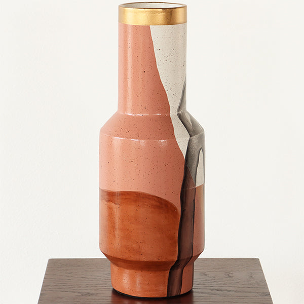Large Rust, Brown & Bronze Metallic Glazed Vase - Cleared