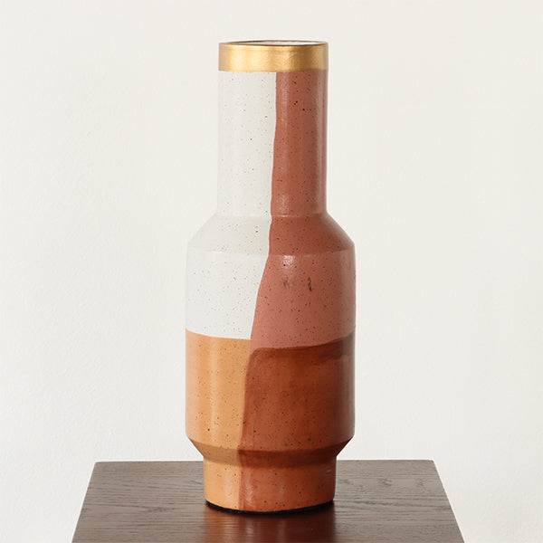 Large Rust, Brown & Bronze Metallic Glazed Vase - Cleared