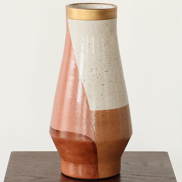 Small Rust, Brown & Bronze Metallic Glazed Vase - Cleared