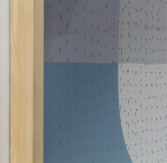 Blue And Grey Textile 1  40W X 56H - Cleared Decor