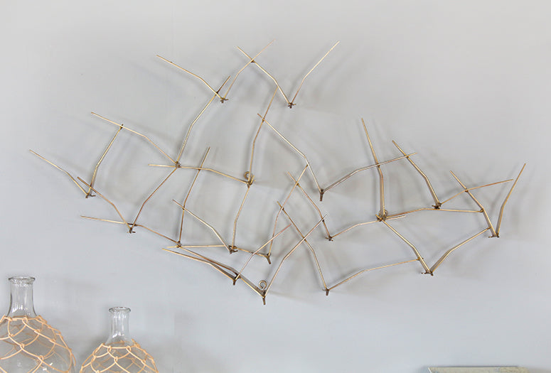 Abstract Brass Seagulls Wall Sculpture