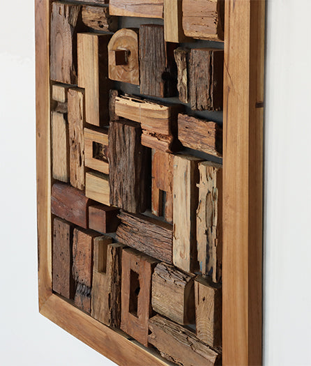 Abstract Reclaimed Wood Wall Art 30W x 48H