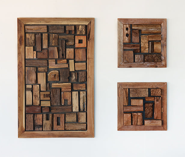 Abstract Reclaimed Wood Wall Art 30W x 48H