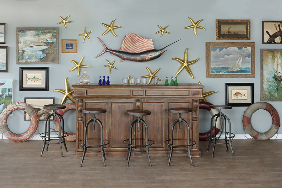 Copper Patina Sailfish Wall Art 64W x 21H - Cleared