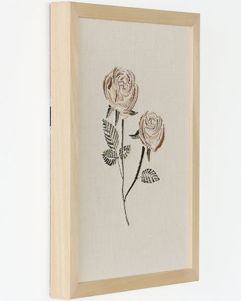 Embroidered Beige Rose Wall Art - Cleared