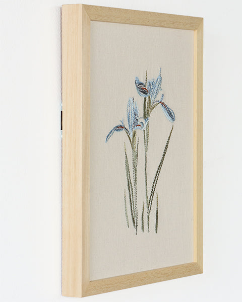 Embroidered Blue Iris Wall Art - Cleared