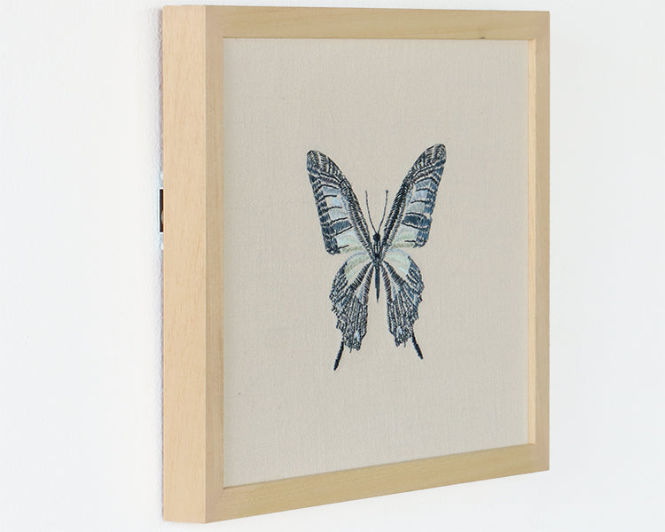 Embroidered Blue Butterfly Wall Art - Cleared