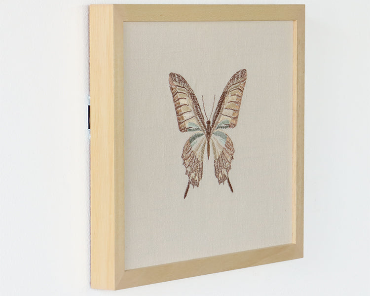 Embroidered Beige Butterfly Wall Art - Cleared