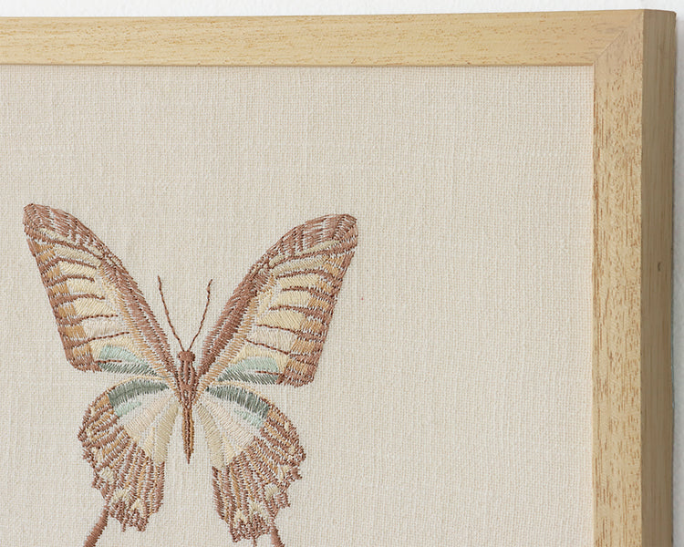 Embroidered Beige Butterfly Wall Art - Cleared