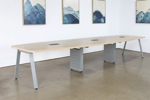 CON12 - Boat Shaped Conference Table WOblique Silver Legs