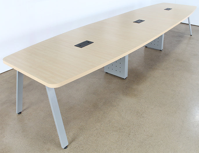 CON12 - Boat Shaped Conference Table WOblique Silver Legs
