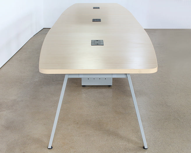 CON12 - Boat Shaped Conference Table WOblique Silver Legs