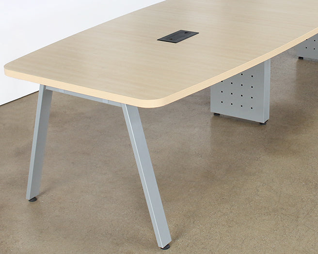 CON12 - Boat Shaped Conference Table WOblique Silver Legs