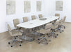 OC79 - Taupe Leather & Chrome Conference Chair On Casters
