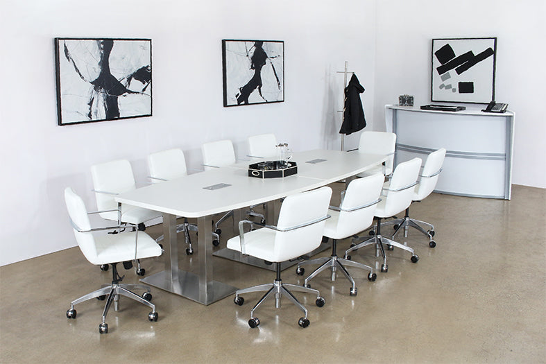 CON13 - 10' - 14' Adjustable Conference Table With White Top