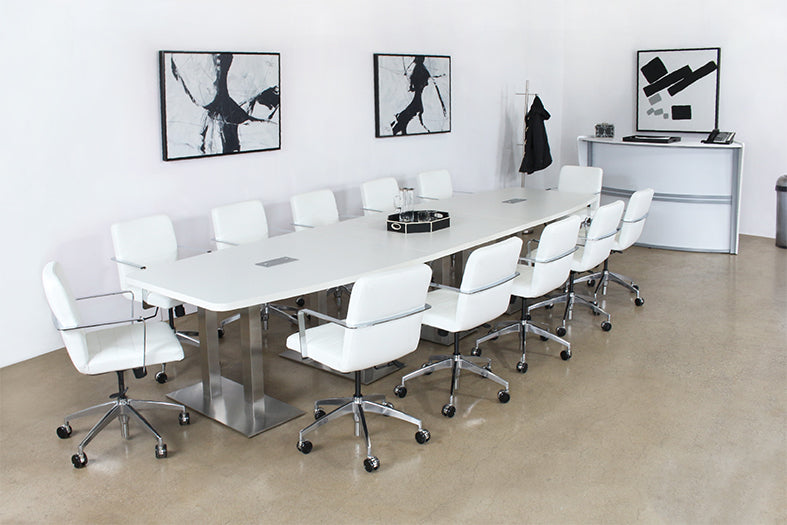 CON13 - 10' - 14' Adjustable Conference Table With White Top