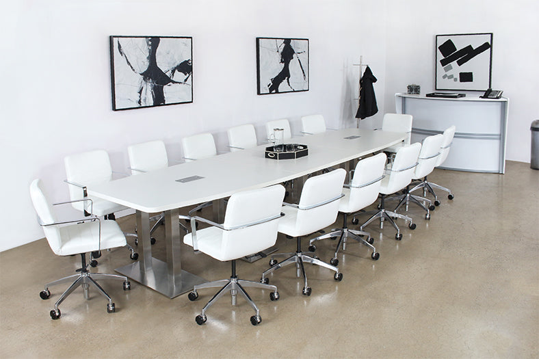 CON13 - 10' - 14' Adjustable Conference Table With White Top