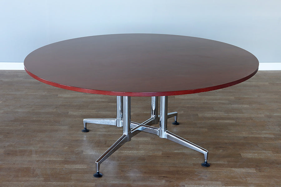 Large Round Cherry Conference Table — Bridge Furniture & Props NY
