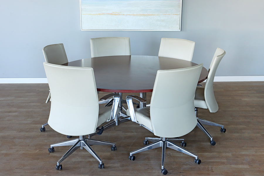Large Round Cherry Conference Table