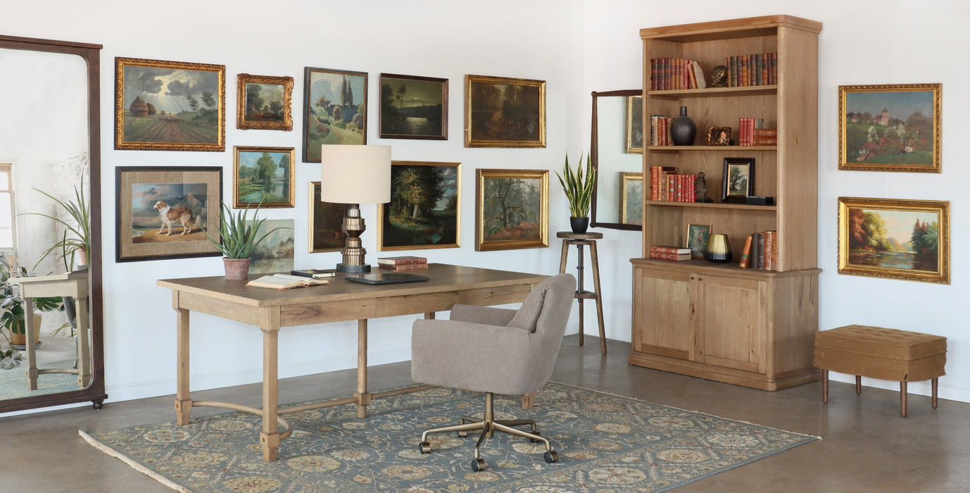 Coffee Brown Linen Office Chair