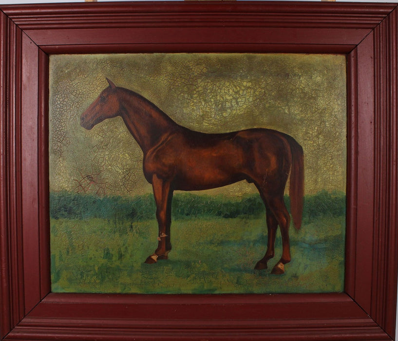 Antique American Horse Portrait Oil Painting