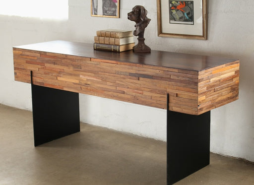 CS171 - Recycled Wood Block Console Table