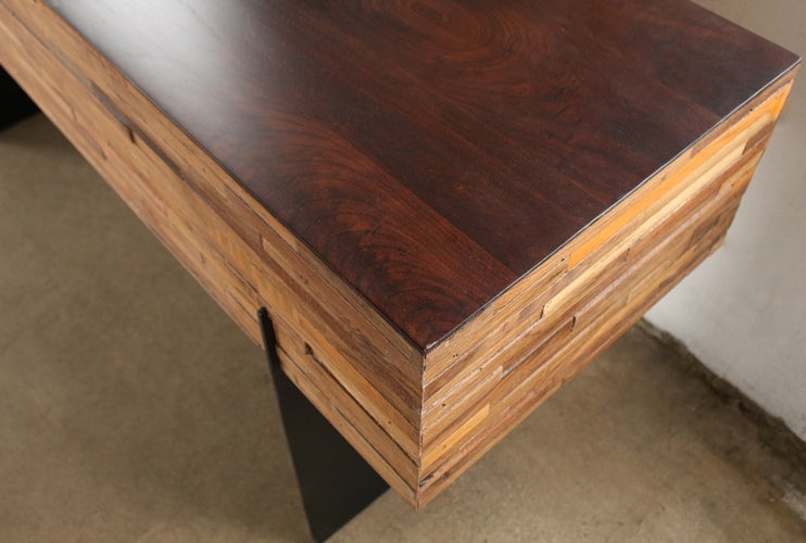 CS171 - Recycled Wood Block Console Table