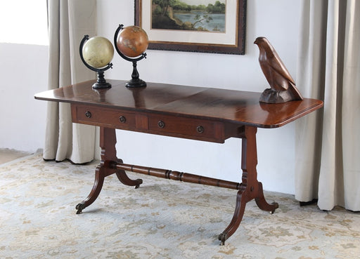 CS178 Mahogany Drop Leaf 2 Drawer Sofa Table, Circa 1960 