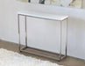CS185 High Gloss White Console Table with Stainless Steel Base 