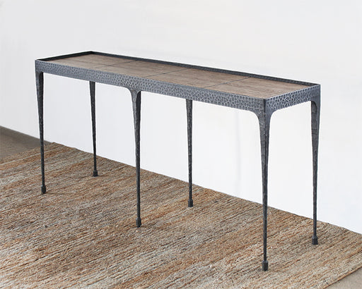CS198 Hammered Iron Console with Reclaimed Pine Top