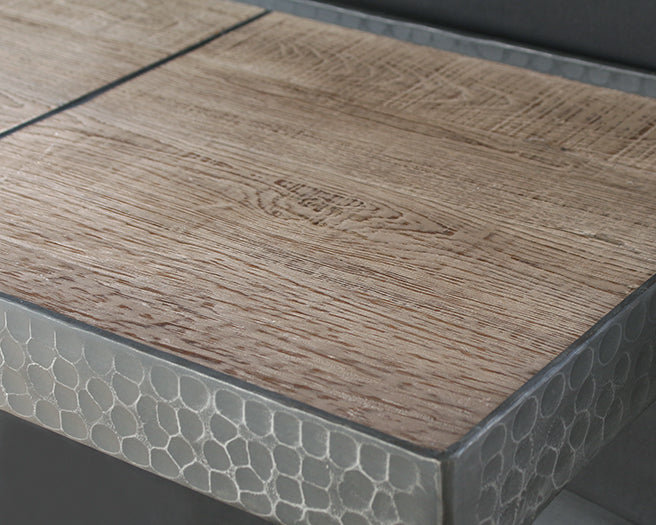 CS198 Hammered Iron Console with Reclaimed Pine Top