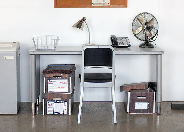 Gray Metal Steelcase Console Table