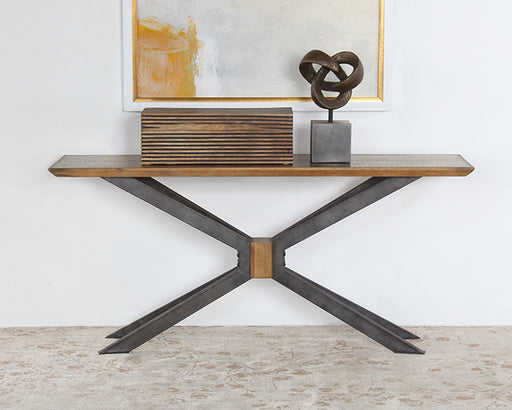 CS215 - Industrial Iron and Brass Console Table