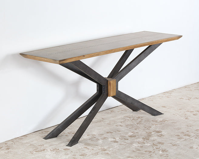 CS215 - Industrial Iron and Brass Console Table