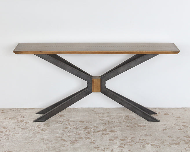 CS215 - Industrial Iron and Brass Console Table