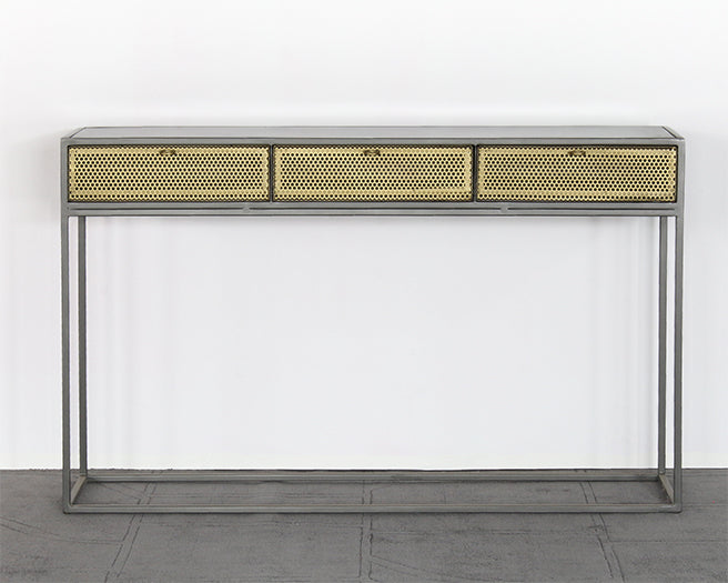 CS244 - Iron Console With Perforated Brass Drawer